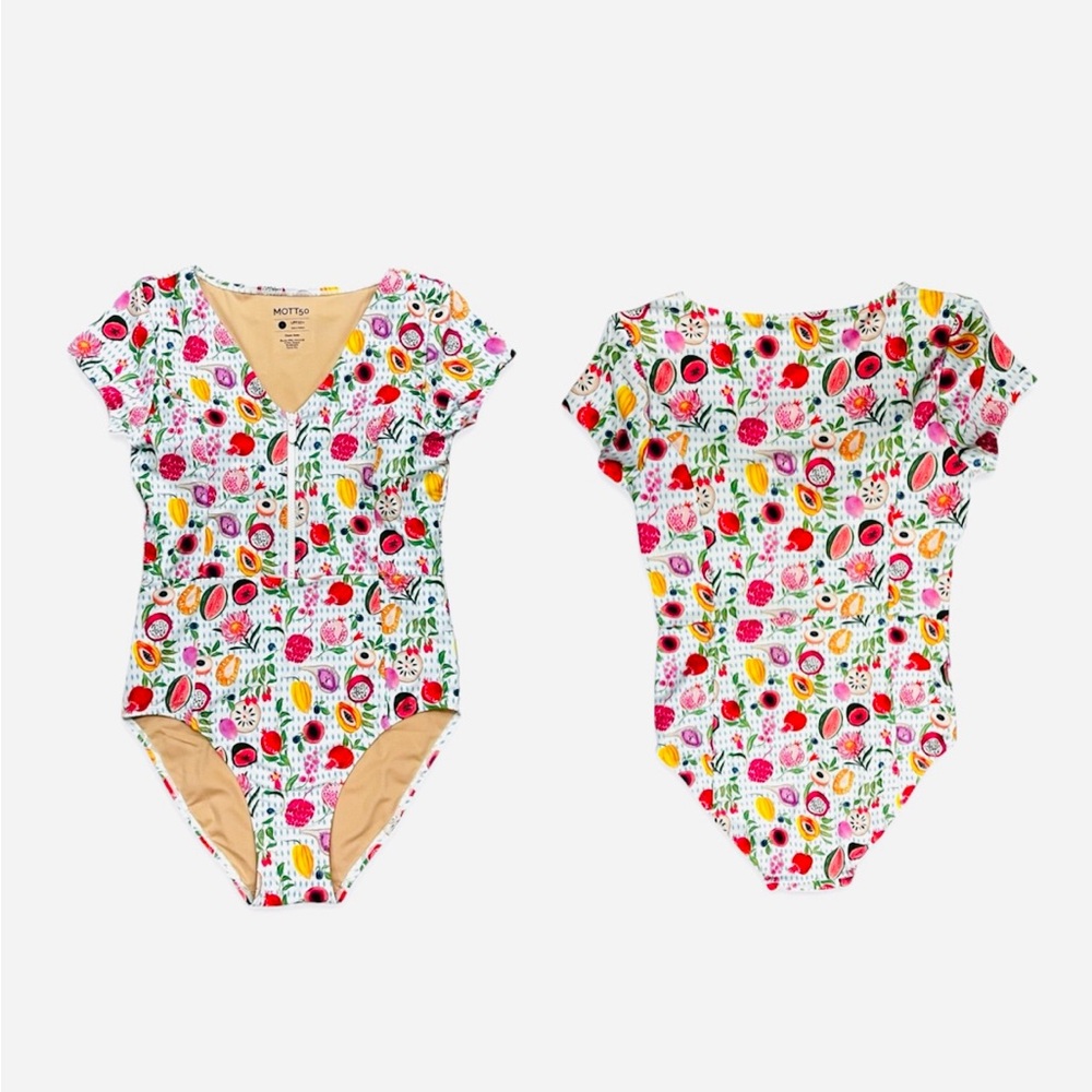 Resort Rare‼️NWOT Mott50 Fruit Print Short Sleeve and Half Zip Bodysuit - Picture 2 of 6